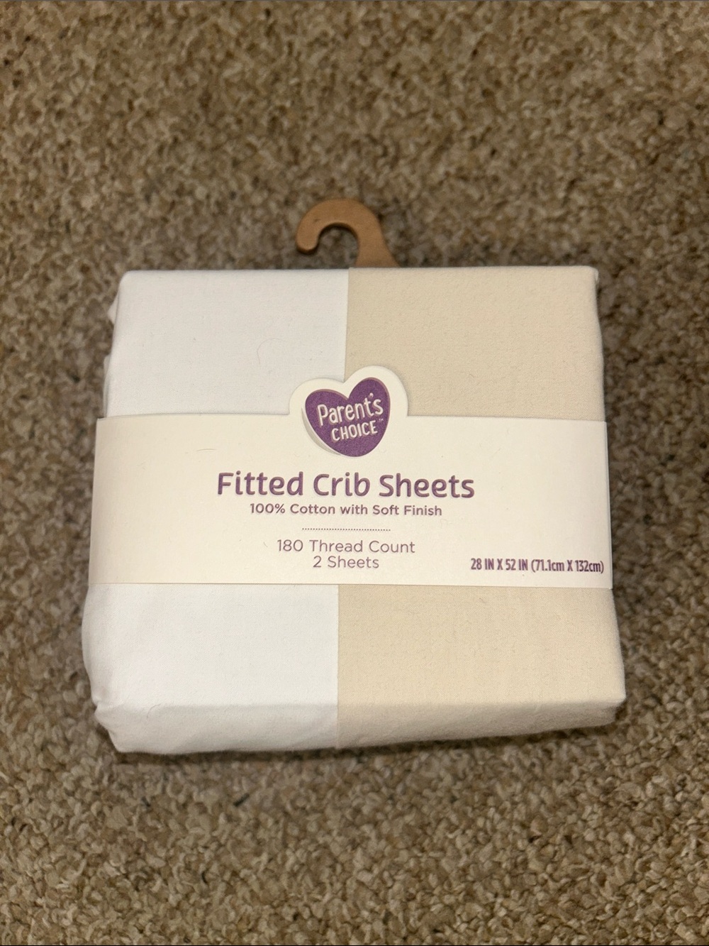 Parent's Choice Fitted Crib Sheets — White & Cream (2-Pack)